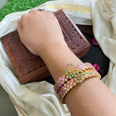Kada Kundan Bangle -Baby Pink Star-G4860
